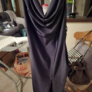 Elegant Backless Navy Dress